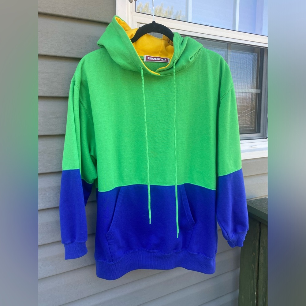 90s colour block drawstring hoodie